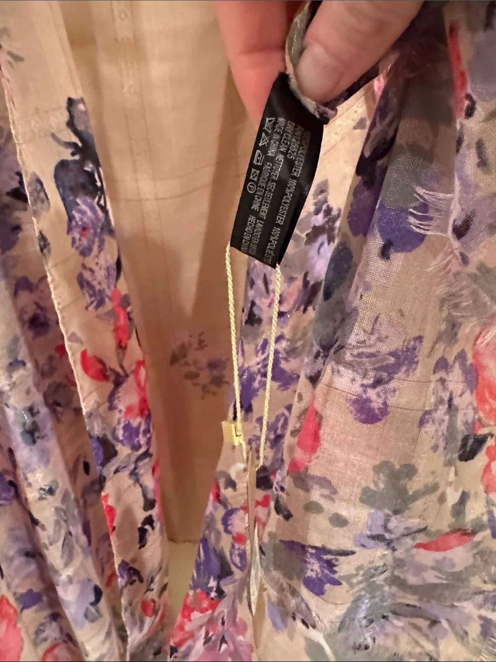 Sheer Curtain Panel sleeveless kimono with Pink and Purple Floral Print